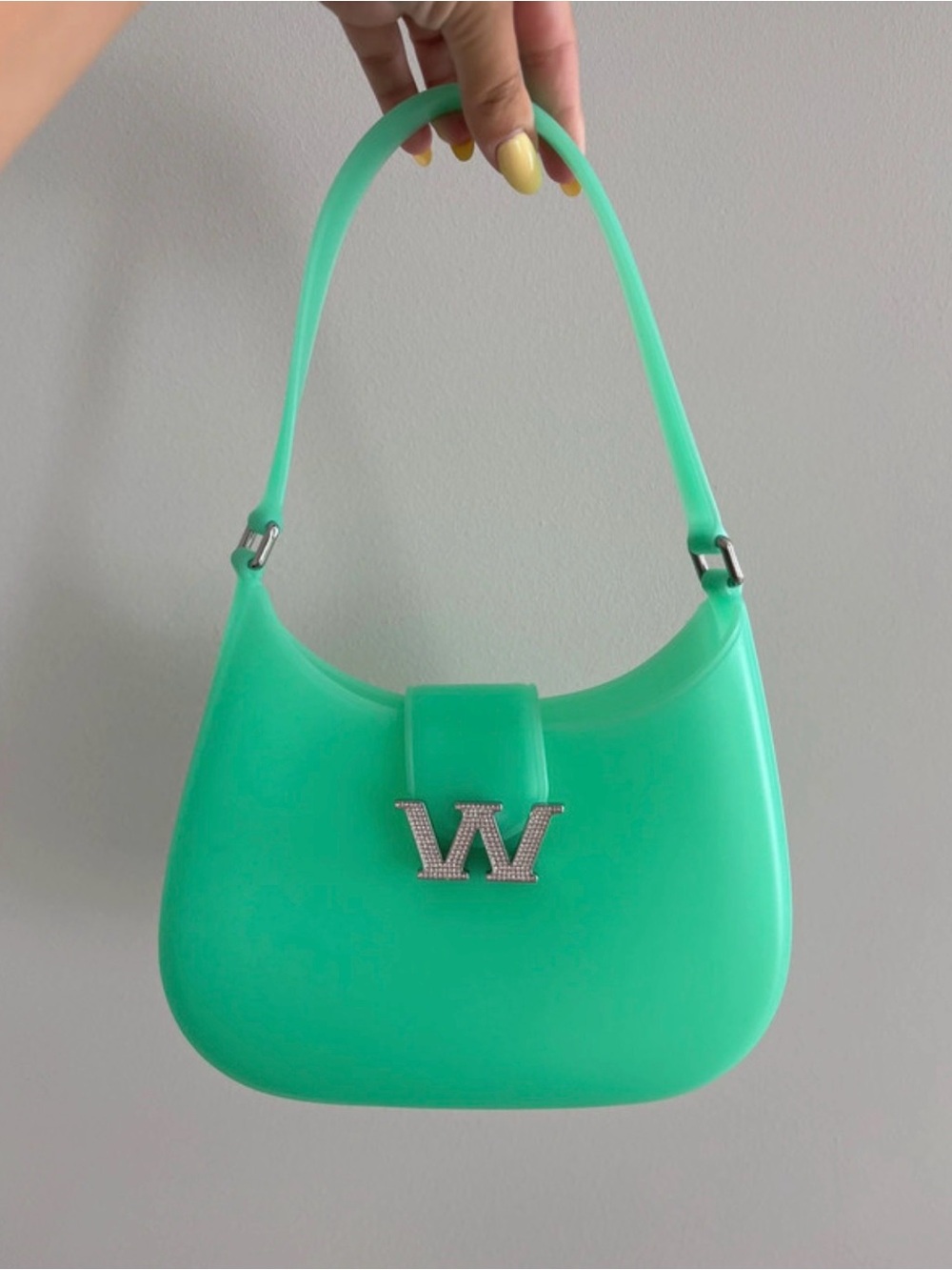 Alexander Wang Mint Green Shoulder Bag with Crystal W Logo